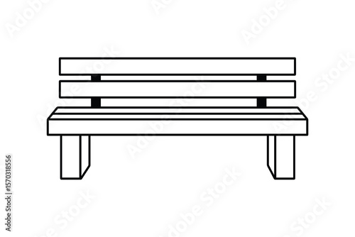 Park Bench Outline Illustration of Public Seating Furniture for Relaxation