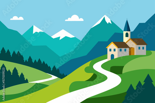 landscape with mountains