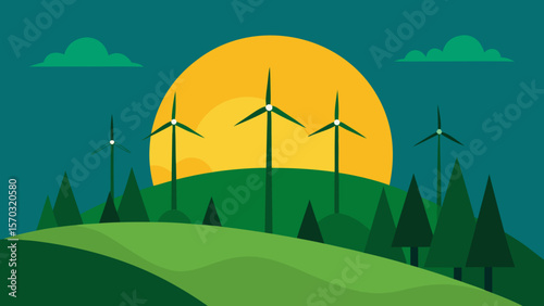 landscape with wind turbines