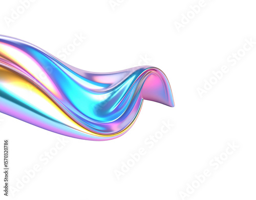 Iridescent Fluid Wave with Holographic Colors and Smooth Texture.
