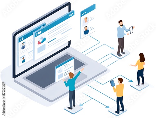 Networked individuals interacting with digital profiles.