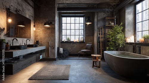 Luxuriöses Badezimmer in Beton Loft (Luxurious Bathroom in Concrete Loft)

