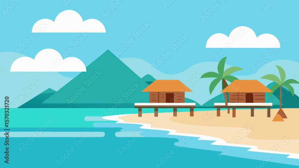 Naklejka premium house on the beach