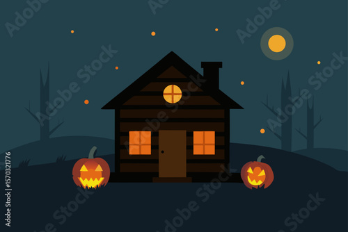 halloween house with pumpkin