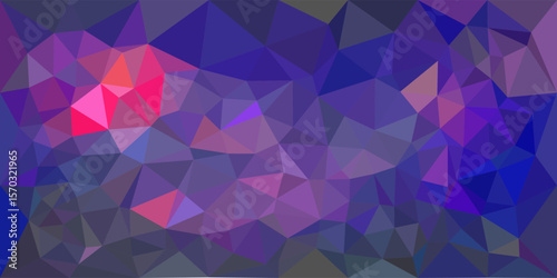 Purple and pink abstract low-poly background with geometric triangles.

