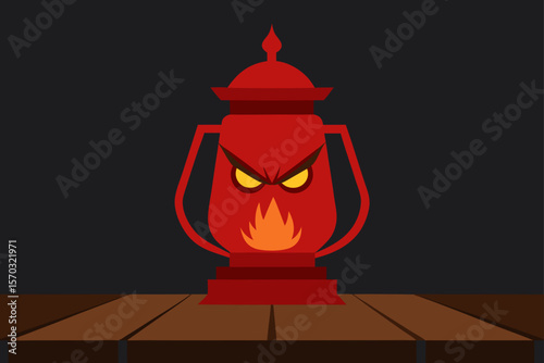 Fiery Evil Lantern Spooky Halloween Illustration