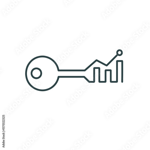 Data-driven success unlocked with a key merging finance and security concepts in a minimalist design, perfect for business strategies.
