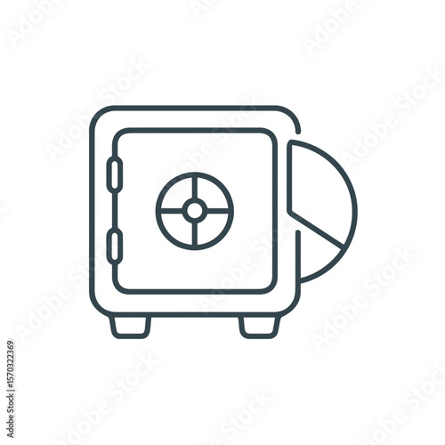 A financial safe graphic outlines security, savings, and wealth, ideal for banks, finance companies, and investment businesses, suitable for a modern symbol.