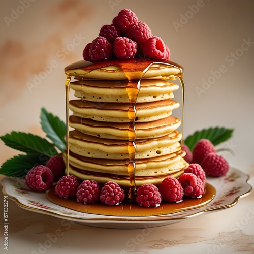 Wallpaper Mural pancakes with raspberries Torontodigital.ca