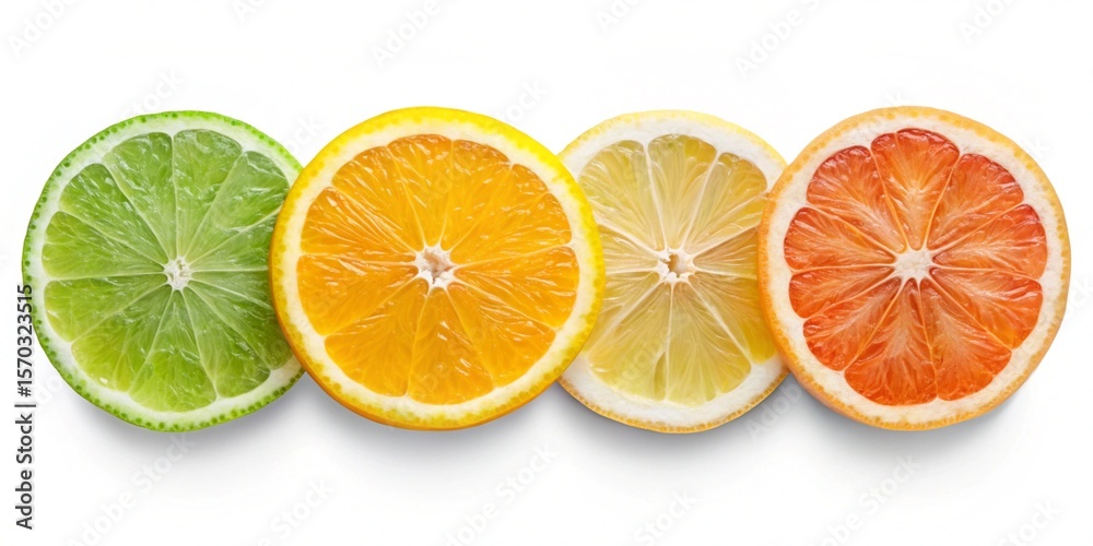 Obraz premium Colorful citrus fruit slices lime orange lemon grapefruit