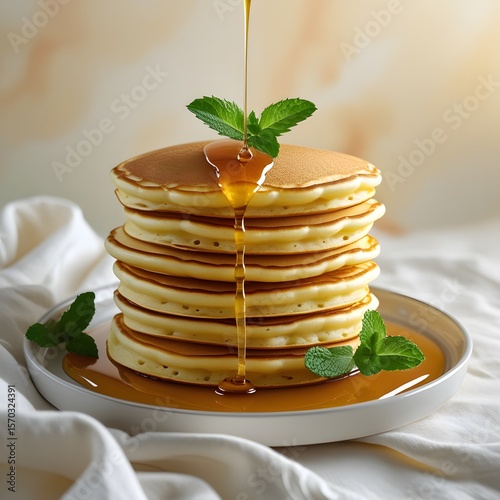 Wallpaper Mural pancakes with honey and mint Torontodigital.ca