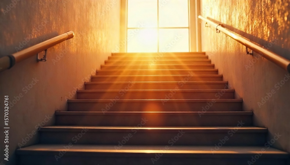 Fototapeta premium Ascending Sunlight A Staircase Symbolizing Progress, Hope, and Reaching New Heights
