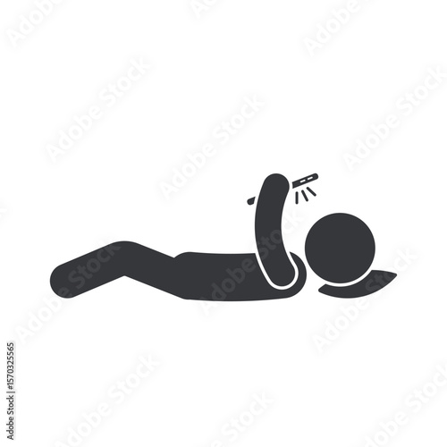 Isolated pictogram of a person using smartphone while lying down, symbolizing bad habit, laziness, unproductive behavior, and poor digital lifestyle routine.
