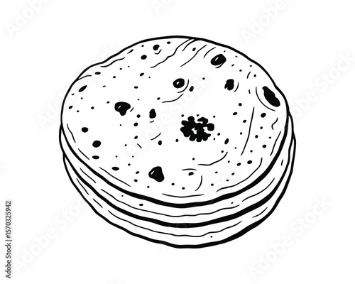 Stack of Freshly Baked Flatbreads: Delicious Roti or Chapati for Indian Cuisine