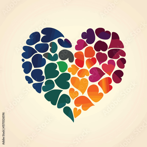 Colorful heart clover design love symbol, vector style simple color