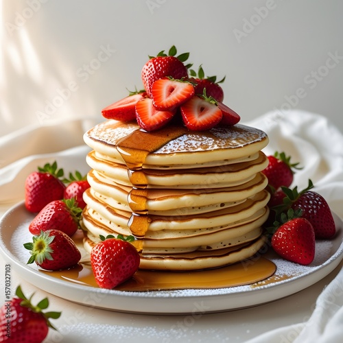 Wallpaper Mural pancakes with strawberries Torontodigital.ca
