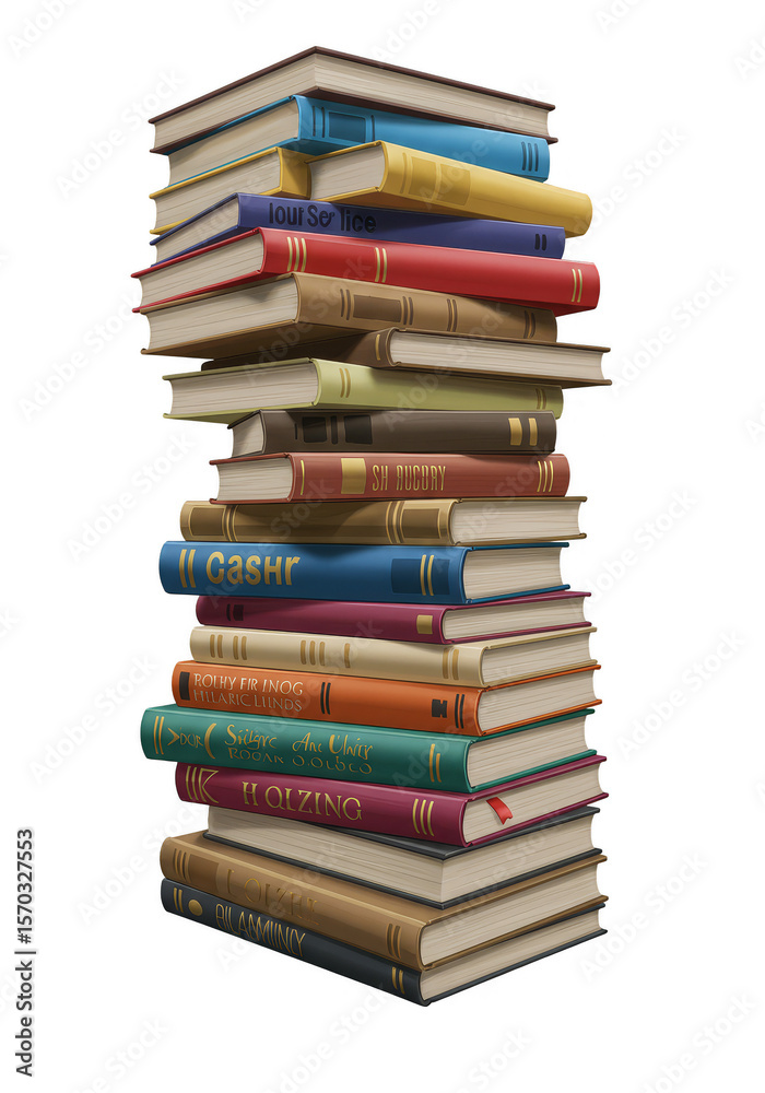Fototapeta premium Illustration of Stacked Books Pile of Literature Knowledge Education