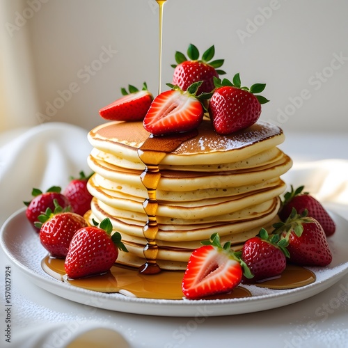 Wallpaper Mural pancakes with strawberries and chocolate Torontodigital.ca