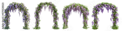 Serene Floral Arches Adorned with Purple Wisteria Blossoms
