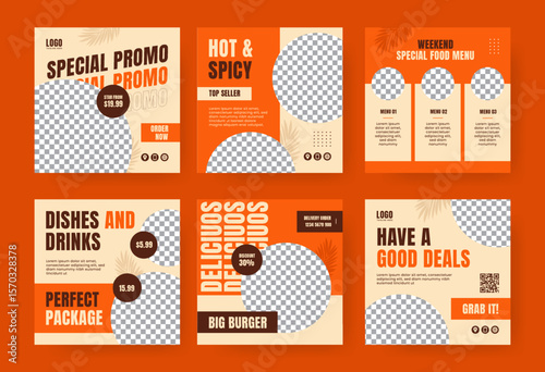 Social media post template. Vector poster design, for fast food promotion needs. burger, pizza, fried chicken or pasta.