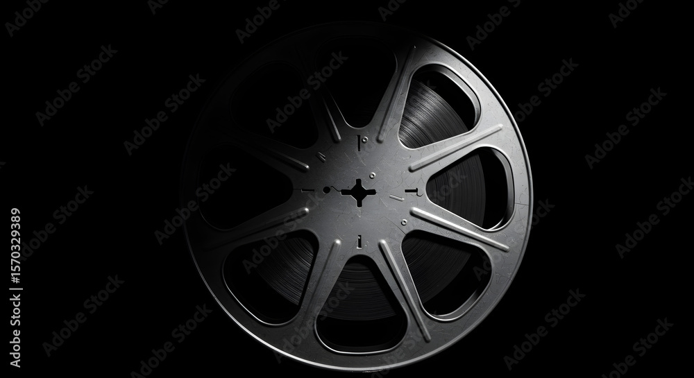 Obraz premium Cinematic Film Reel in Dramatic Low-Key Lighting