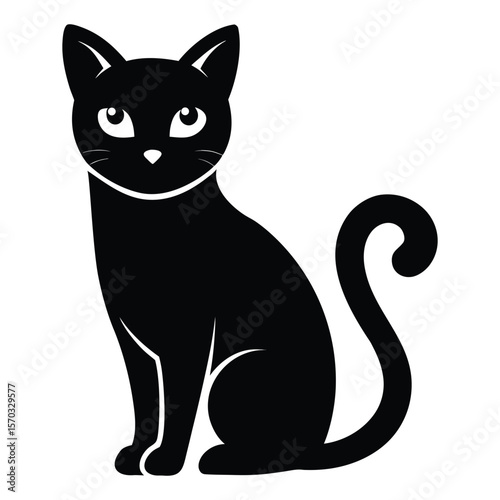 cat black silhouette vector on white background