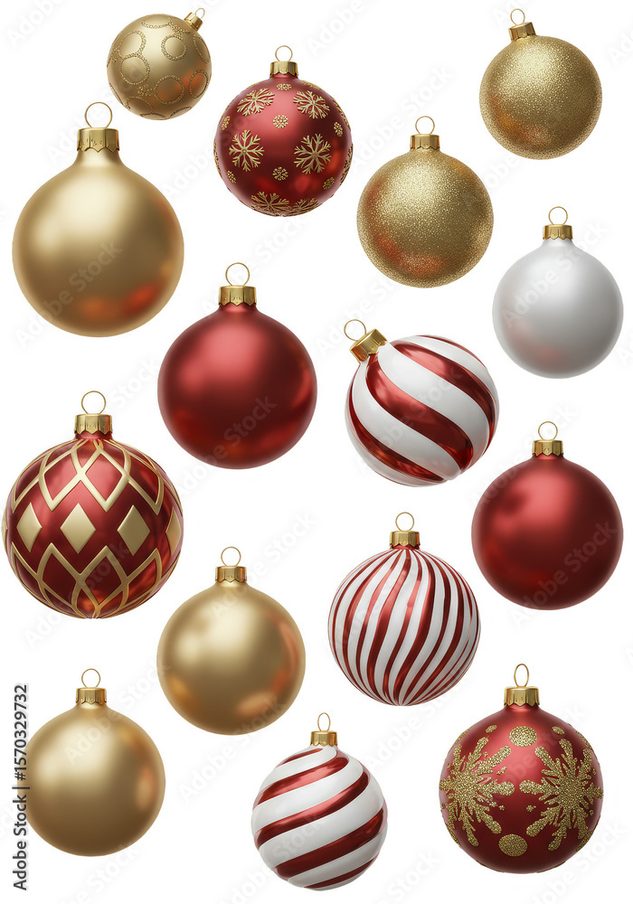 Festive Christmas Baubles Ornaments Holiday Decoration Isolated Background Festive Christmas Baubles Ornaments Holiday Decoration Isolated Background