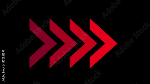 Red arrow moving right on black background.