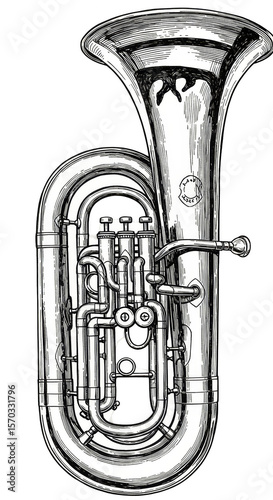 Illustration of Tuba Brass Instrument for Orchestra Band and Music