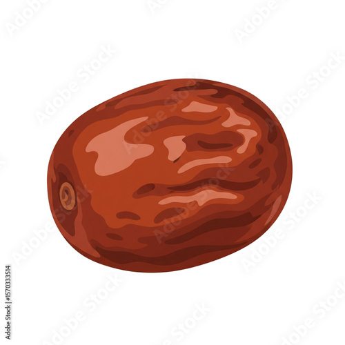 Jujube Fruit Vector, Whole Chinese Date, Flat Design Graphic