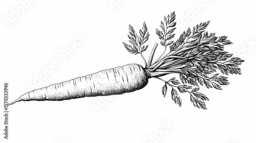 Detailed illustration of a carrot with leaves.