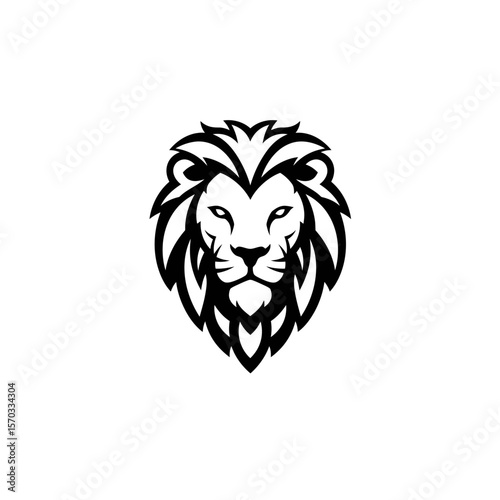 Action-Packed Illustration of a Majestic Lion Head in Minimalist Style with Bold Lines