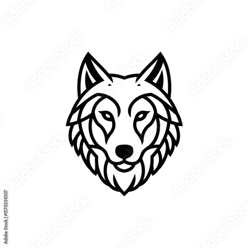 Geometric Wolf Head Line Art Vector Illustration