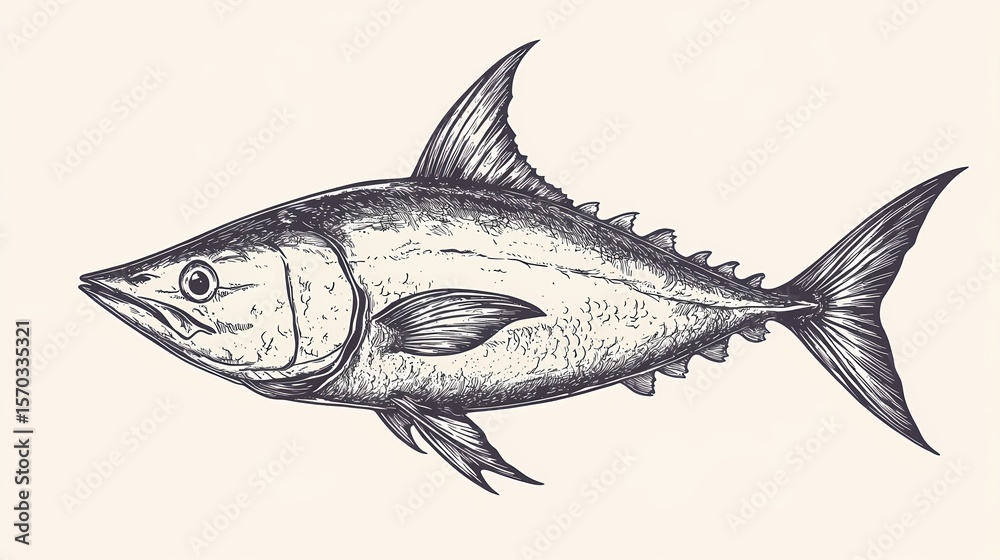 Obraz premium Detailed illustration of a tuna fish.