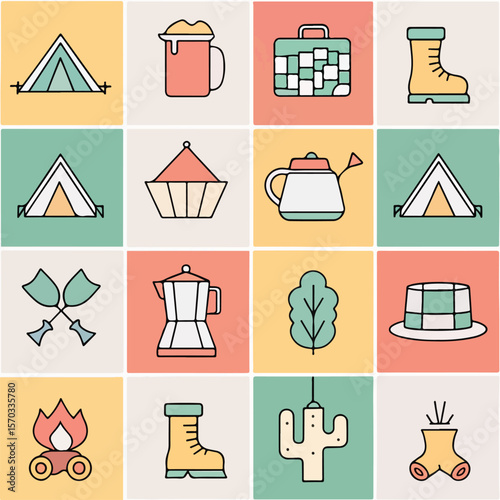 travel icons set vector