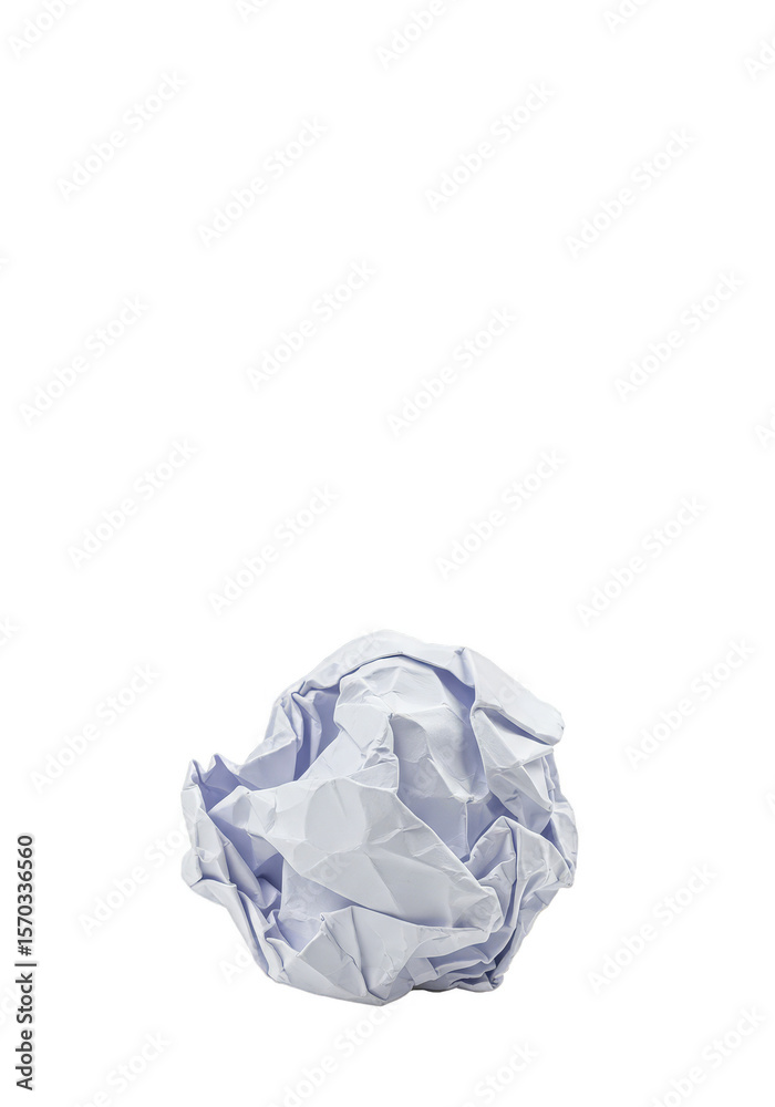 Fototapeta premium Isolated Crumpled Paper Ball Texture White Abstract on Transparent Background