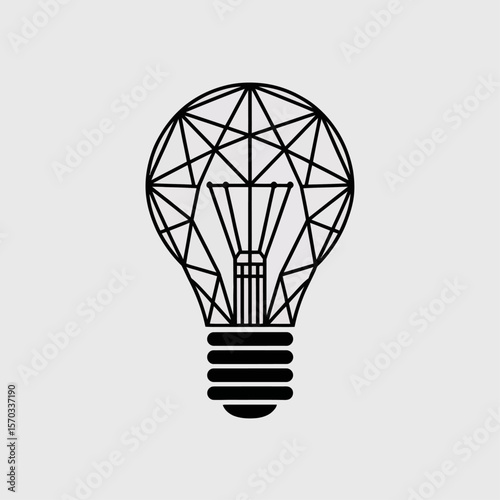 Innovative Illumination: A unique geometric-style illustration of a light bulb symbolizing innovation, ideas, and creativity.