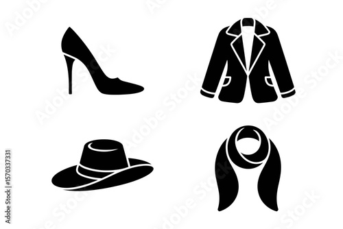 Elegant Fashion Icons: A curated selection of refined clothing silhouettes in a stylish collection for your design needs.