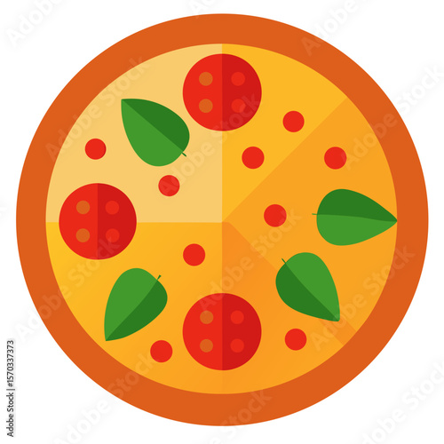 Authentic Italian Pizza with Cheese and Fresh Vegetable Toppings Vector Illustration