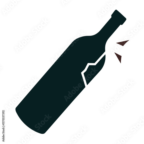 Broken Glass Wine Bottle Material on White Background  Realistic Fragmented Object for Design Use