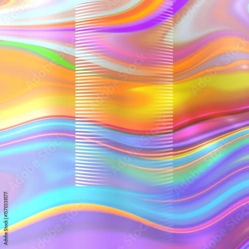 colorful abstract background with reeded glass effect, 3d render	