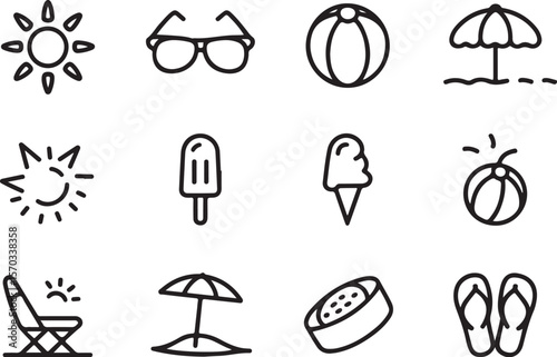 Summer Vacation Icon Vector Set

