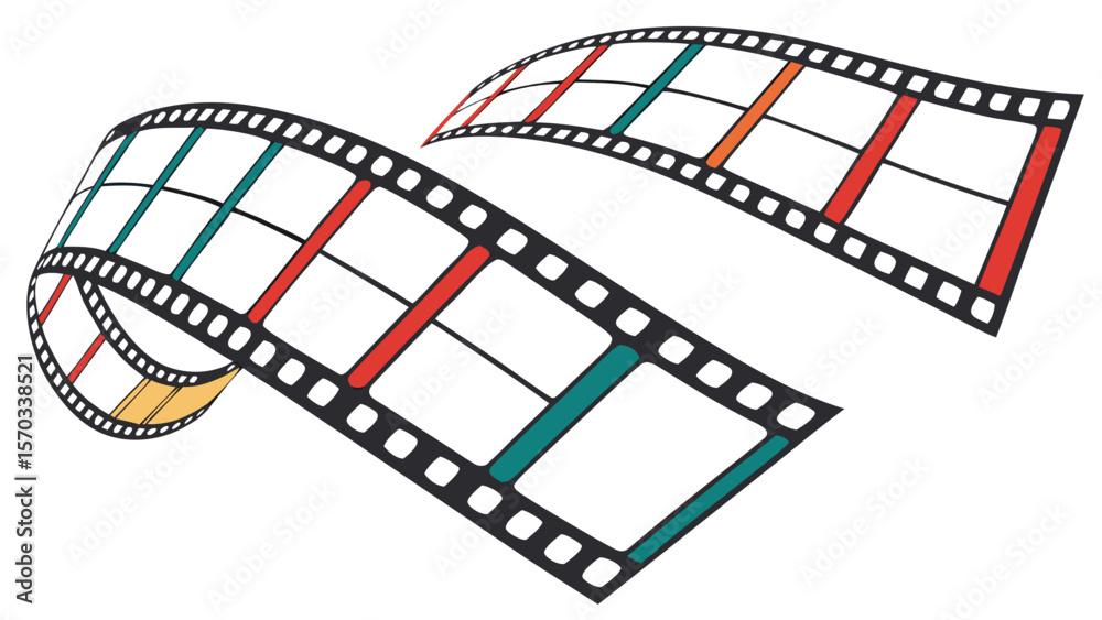 Fototapeta premium Trendy Film Strips with Empty Slots Isolated on White Background Vector Illustration