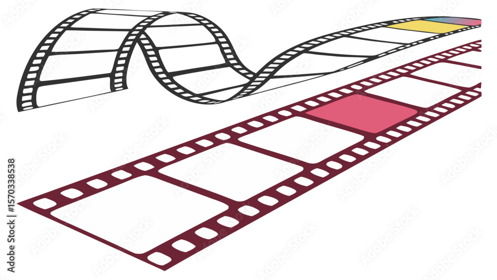 Fototapeta premium Trendy Film Strips with Empty Slots Isolated on White Background Vector Illustration
