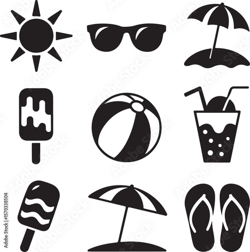 Summer Vacation Icon Vector Set

