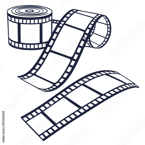 Trendy Film Strips with Empty Slots Isolated on White Background Vector Illustration