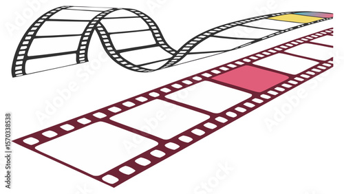 Trendy Film Strips with Empty Slots Isolated on White Background Vector Illustration