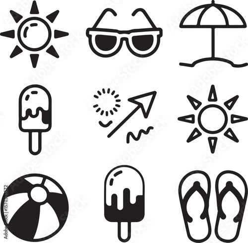 Summer Vacation Icon Vector Set

