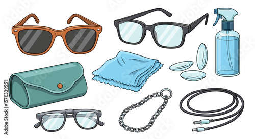Summer accessories collection with sunglasses, scarf, bag, and jewelry items for vacation style