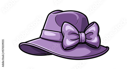 Elegant purple woman’s hat with bow for fashion, accessories, and feminine style illustrations